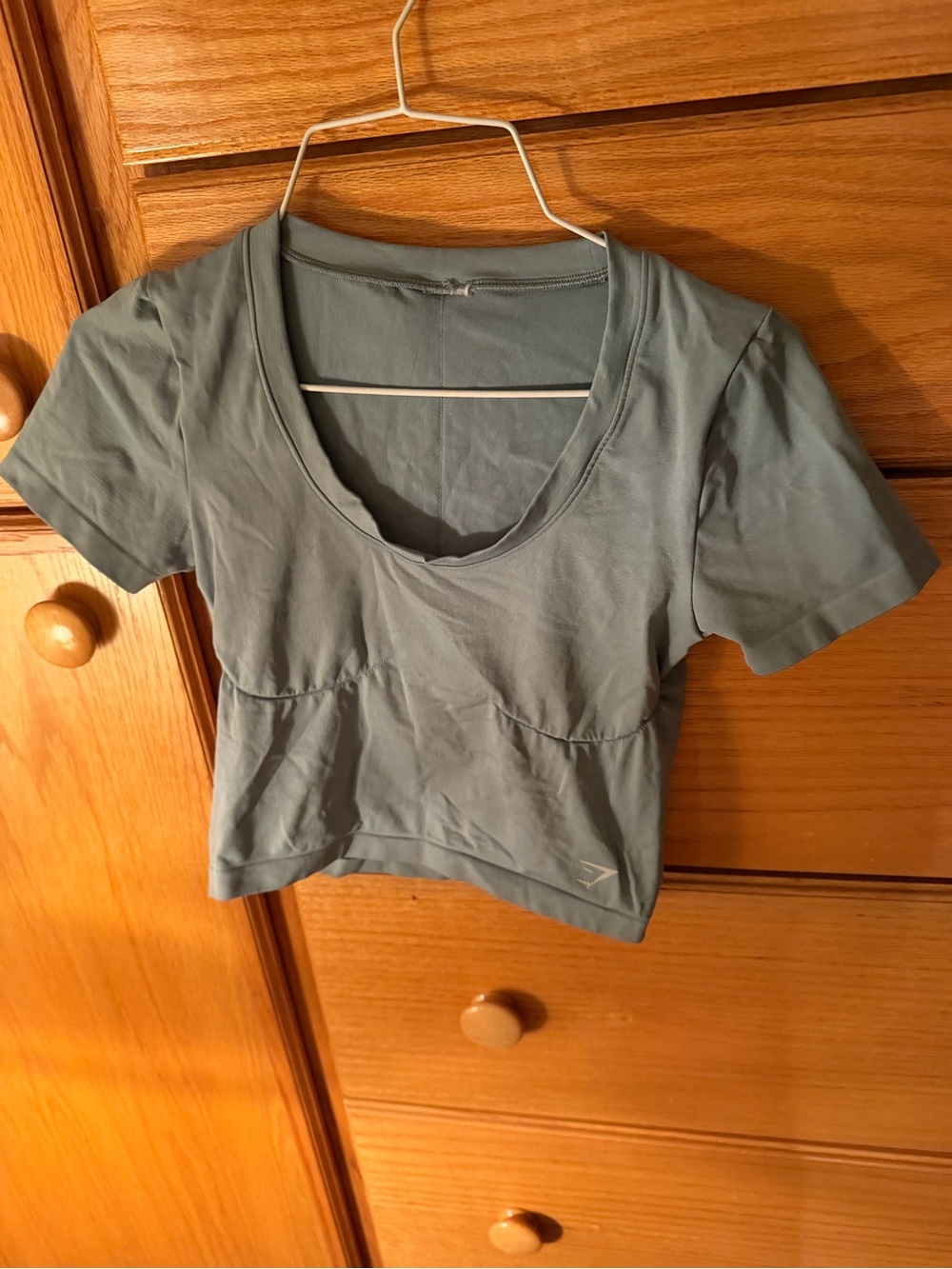 Gymshark Slate Blue Crop Scoop Neck Top